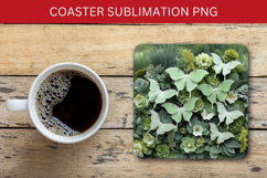 square coaster - green butterfly foliage Product Image 1