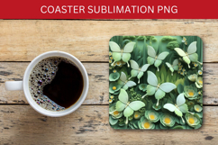 square coaster - green butterfly foliage Product Image 1
