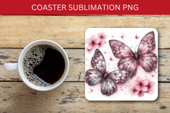 square coaster - floral butterfly Product Image 1