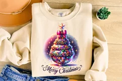 Christmas Tree Disco Ball PNG, Merry Christmas PNG, Holiday Product Image 1