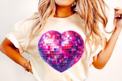 Disco Ball Heart PNG, Valentine&#039;s Day PNG, Heart PNG Clipart Product Image 1