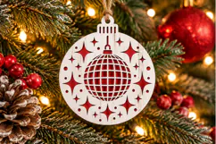 Disco Ball New Year Ornament SVG, Laser Cut Star Bauble Product Image 1