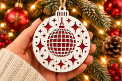Disco Ball New Year Ornament SVG, Laser Cut Star Bauble Product Image 2