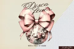 Retro Coquette Pink Disco Ball PNG, Sublimation Design. Product Image 1