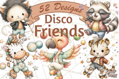 Disco Party Animals Clipart Retro Funky PNG Product Image 1
