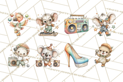 Disco Party Animals Clipart Retro Funky PNG Product Image 7