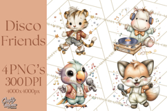 Disco Party Animals Clipart Retro Funky PNG Product Image 1