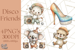 Disco Party Animals Clipart Retro Funky PNG Product Image 1