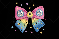 disco retro bow, smiley coquette bow, glitter bow design, retro smiley clipart, digital bow design, party disco bow, smiley bow art, disco vintage design, coquette bow art, smiley sublimation design,
