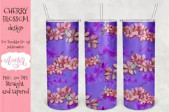 Violet tumbler wrap for sublimation | Cherry blossom tumbler Product Image 2