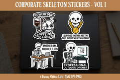 Corporate Skeleton Stickers - Funny Office Life SVG EPS PNG Product Image 1