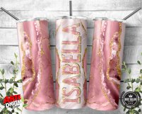 Add Your Own Text / Name Pink Agate Marble Gold Glitter 20oz Product Image 5