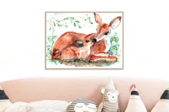 Watercolour Baby and Mother Deer Printable Nursery Wall Art Product Image 4