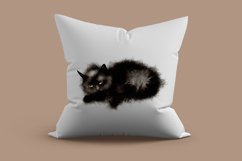 Watercolor Procreate Fluffy Black Cats Clip Art Set Product Image 2