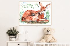 Watercolour Baby and Mother Deer Printable Nursery Wall Art Product Image 2