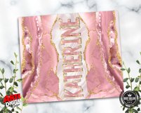 Add Your Own Text / Name Pink Agate Marble Gold Glitter 20oz Product Image 3