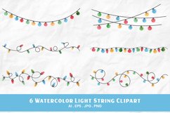 Watercolor Light String Clipart | 6 Variations Product Image 2