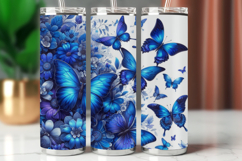 Tumbler Wrap 20 oz - blue floral butterfly Product Image 1