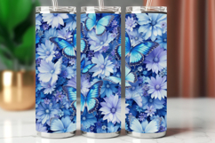 Tumbler Wrap 20 oz - blue floral butterfly Product Image 1