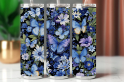 Tumbler Wrap 20 oz - blue floral butterfly Product Image 1