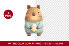watercolor clipart png - easter egg capybara Product Image 1