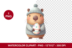 watercolor clipart png - easter egg capybara Product Image 1