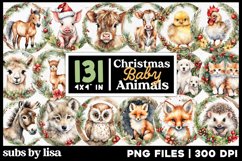 Baby Farm Animals PNG Christmas Ornaments or Coasters Product Image 1