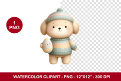 watercolor clipart png - easter egg dog Product Image 1