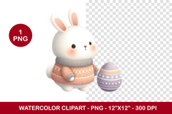 watercolor clipart png - easter egg rabbit Product Image 1