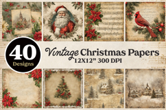 Huge Vintage Christmas Digital Paper Backgrounds Bundle Product Image 26