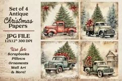 Christmas Vintage Truck Scrapbook Paper Product Image 1