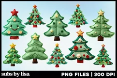 3D Felt Christmas Clipart PNG Ornaments Designs Product Image 3