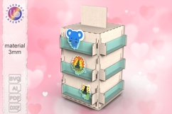 Laser Cut Rotating Display Stand with Acrylic Sides Product Image 1