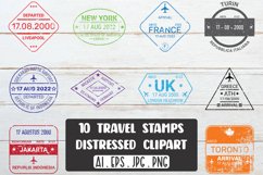 Travel Stamps Distressed Clipart | 10 Variations Product Image 1