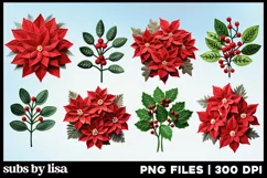 3D Felt Christmas Clipart PNG Ornaments Designs Product Image 5