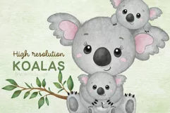 Koala Mommy & Me - Watercolor Cliparts - Mothers Day Koala Product Image 2