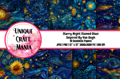 Starry Night Stained Glass Seamless Pattern Product Image 1