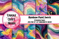 Rainbow Paint Swirls Seamless Pattern Product Image 1