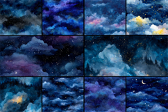 Night Sky Watercolor Seamless Pattern Product Image 2