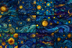 Starry Night Stained Glass Seamless Pattern Product Image 2