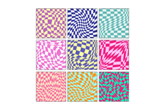 Distorted checkerboard patterns creating optical illusion mo Product Image 1
