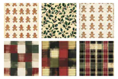 Distressed Christmas Digital Paper | Vintage Plaid & Rustic Product Image 2