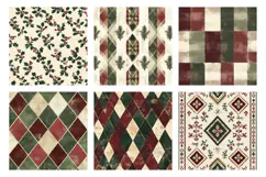 Distressed Christmas Digital Paper | Vintage Plaid & Rustic Product Image 3