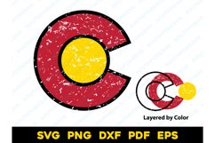 Colorado State Flag CO Distressed Design SVG PNG DXF EPS Product Image 1