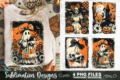 Vintage Halloween Distressed 4 PNG Retro Sublimation Product Image 8