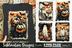 Vintage Halloween Distressed 4 PNG Retro Sublimation Product Image 1