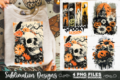 Vintage Halloween Distressed 4 PNG Retro Sublimation Product Image 5