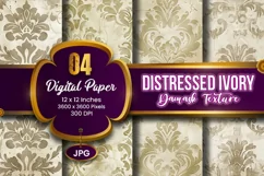 Distressed Ivory Damask Texture Digital Paper | 04 Variation Product Image 1