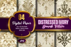 Distressed Ivory Damask Texture Digital Paper | 04 Variation Product Image 1