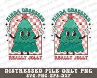 Kinda obsessed really jolly SVG PNG | Retro Christmas Quote Product Image 2